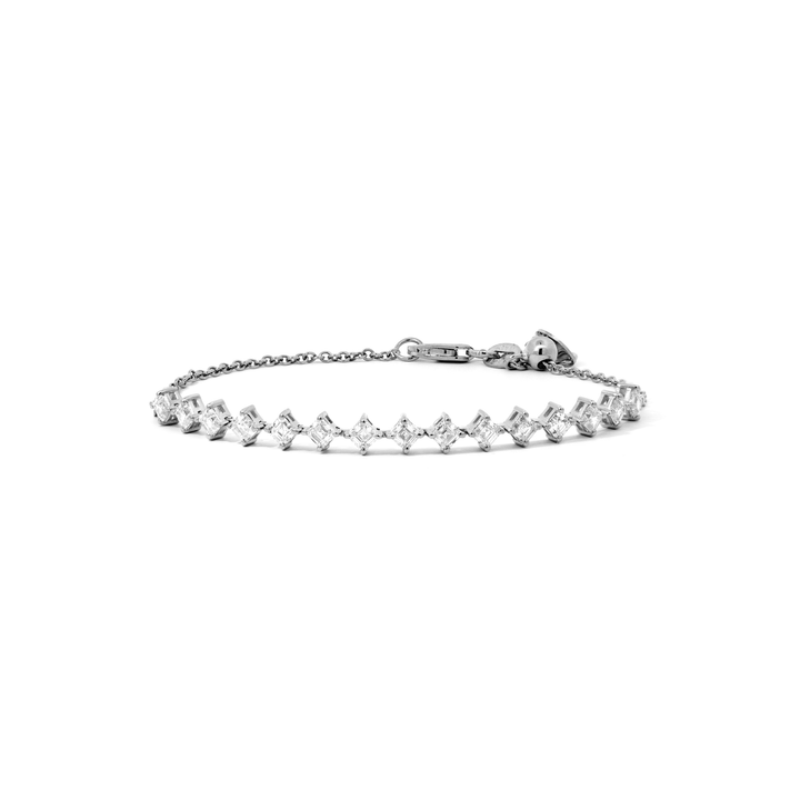 Víya Asscher Shape Diamond Adjustable Tennis Bracelet White Gold 14K