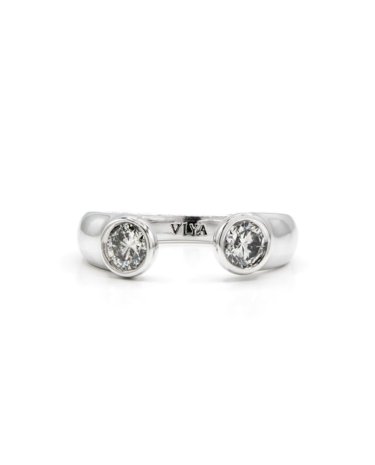 Round Diamond Bezel Ring White Gold