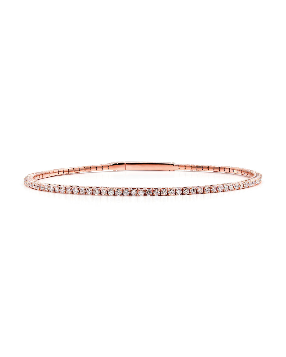 Víya Full Eternity Round Diamond Flex Bangle 1.5 Carat Rose Gold 14K