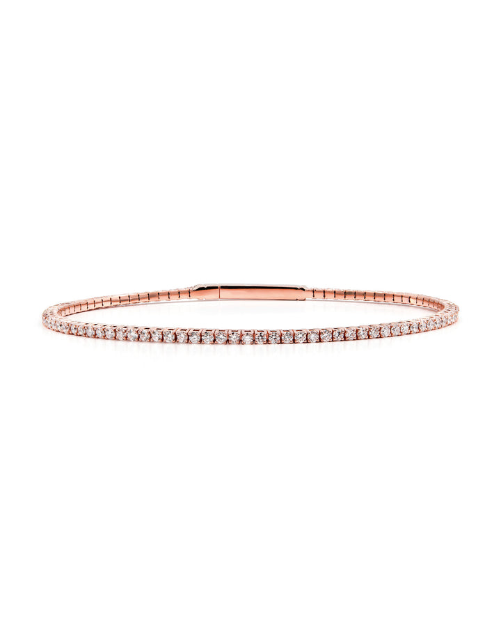 Víya Full Eternity Round Diamond Flex Bangle 1.5 Carat Rose Gold 14K