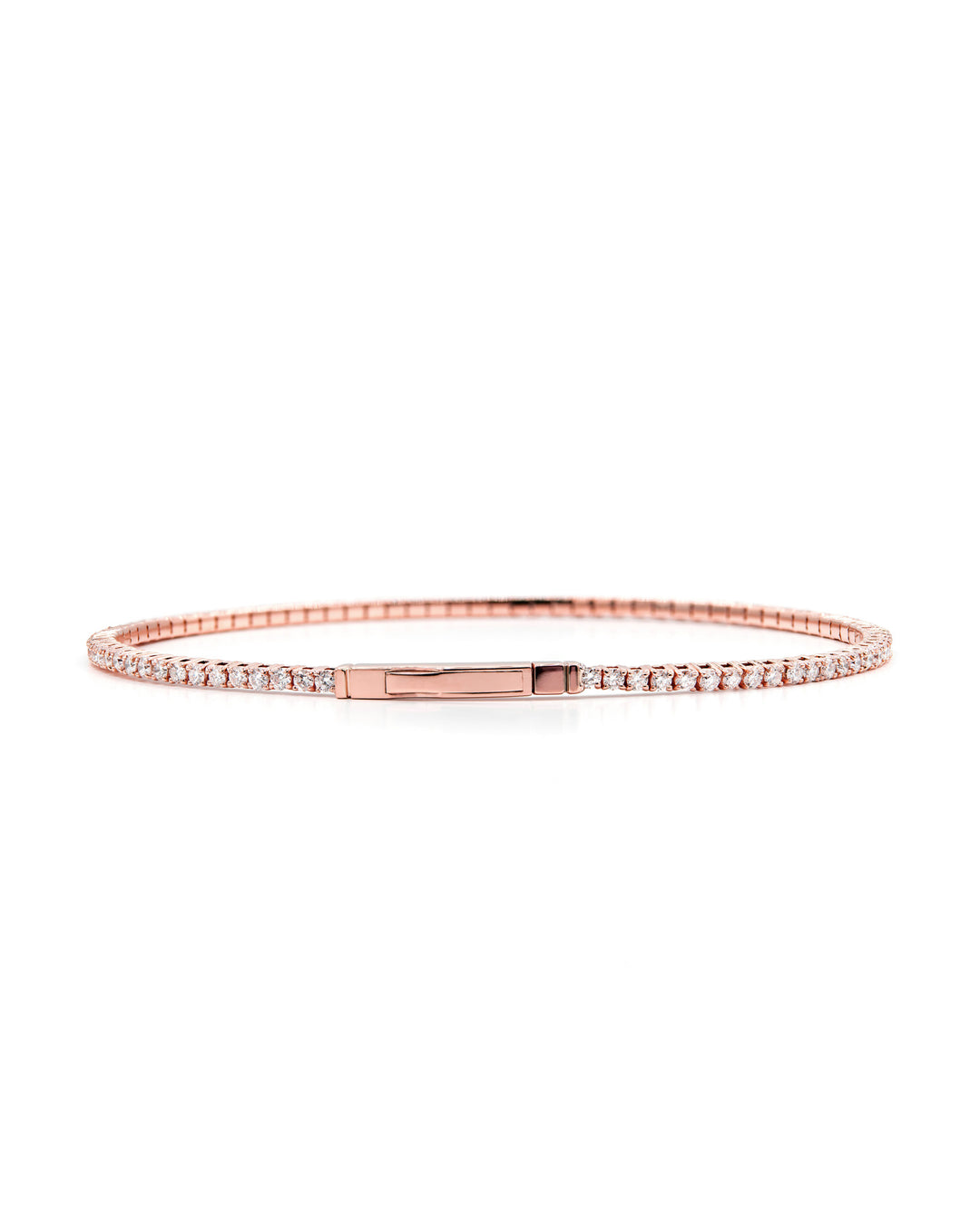 Víya Full Eternity Round Diamond Flex Bangle 1.5 Carat Rose Gold 14K
