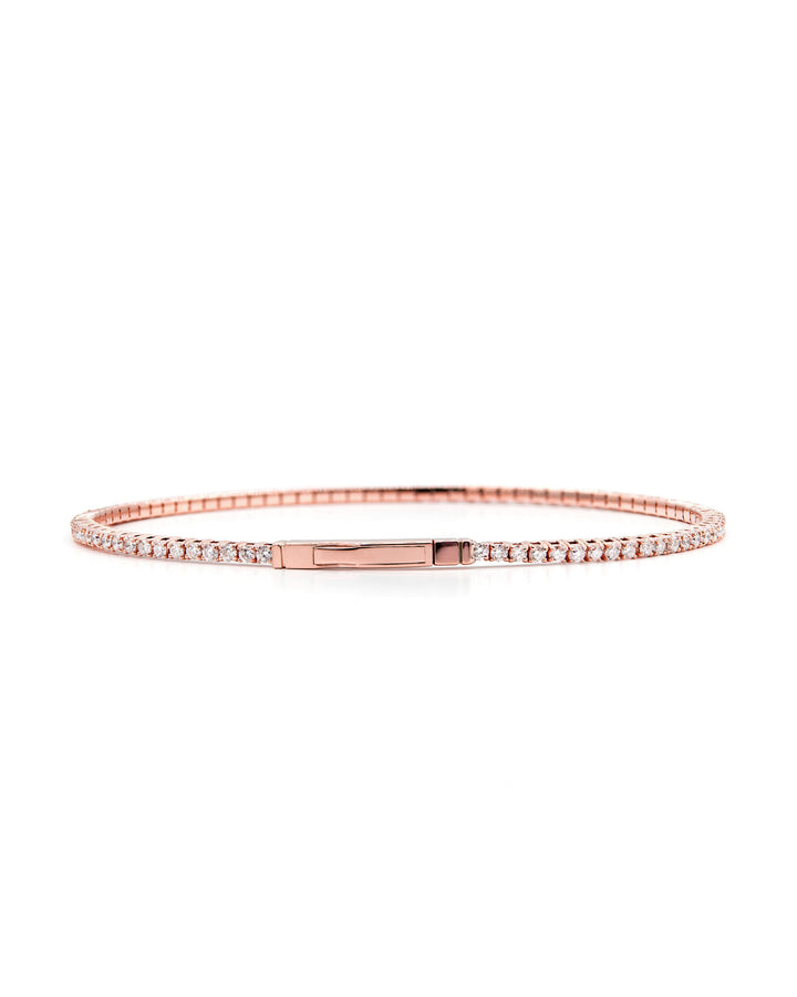 Víya Full Eternity Round Diamond Flex Bangle 1.5 Carat Rose Gold 14K