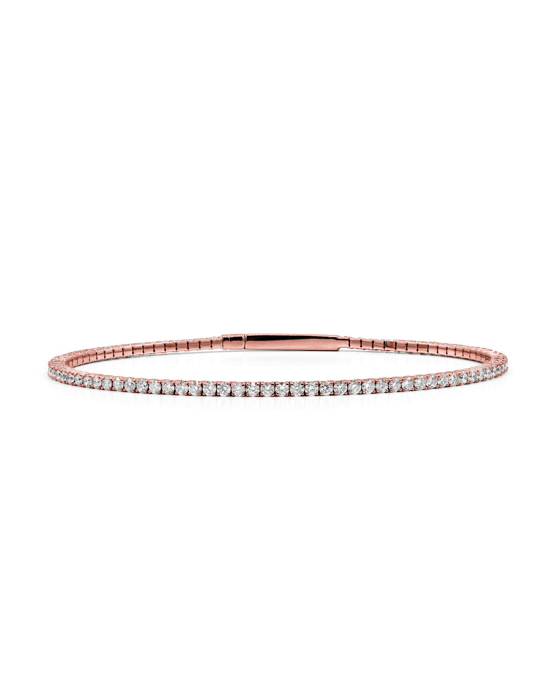 Víya Full Eternity Round Diamond Flex Bangle 2 Carat Rose Gold 14K