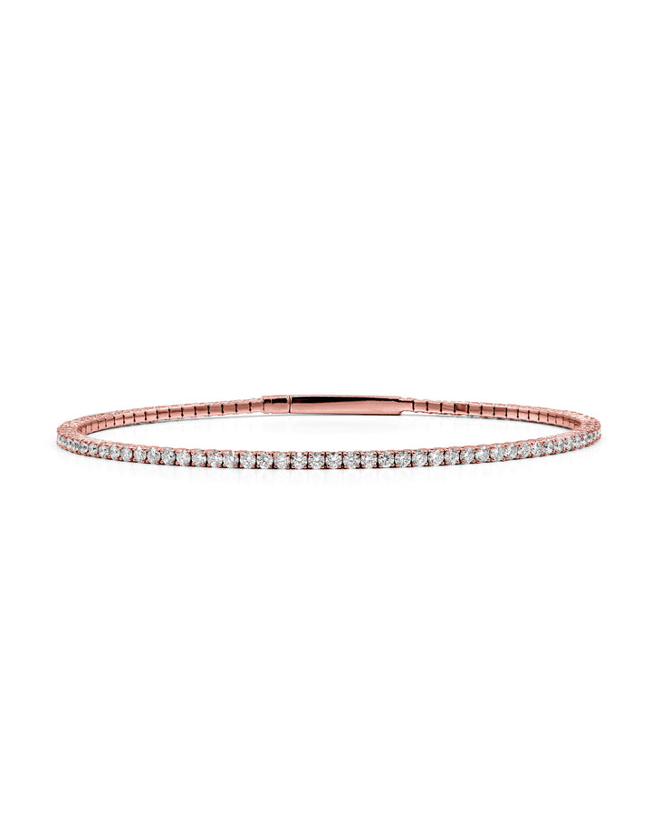 Víya Full Eternity Round Diamond Flex Bangle 2 Carat Rose Gold 14K