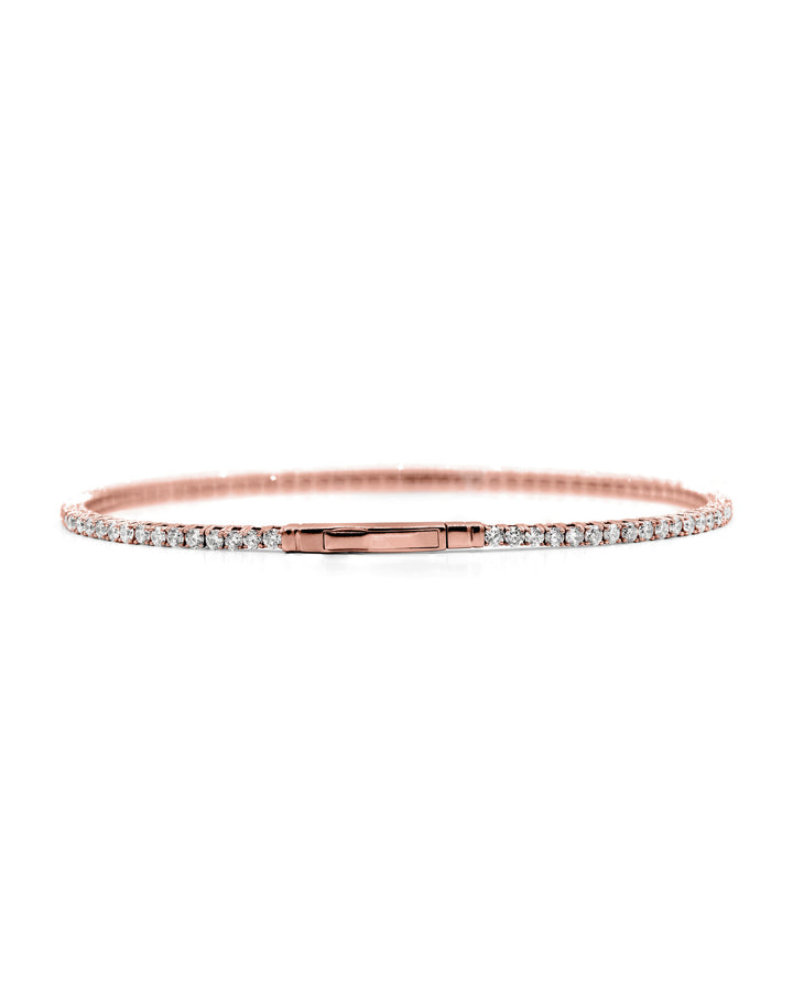 Víya Full Eternity Round Diamond Flex Bangle 2 Carat Rose Gold 14K