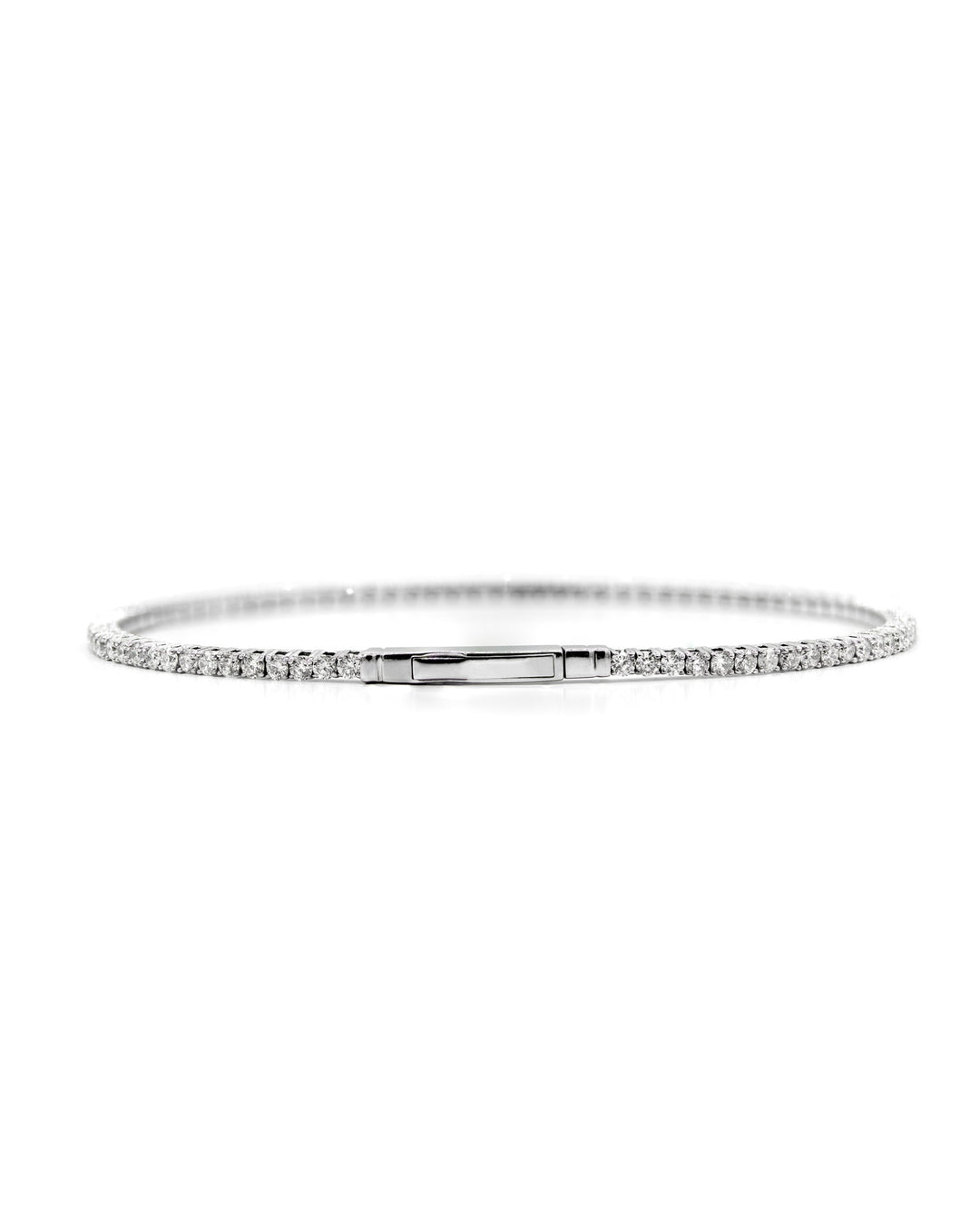 Víya Full Eternity Round Diamond Flex Bangle 2 Carat White Gold 14K