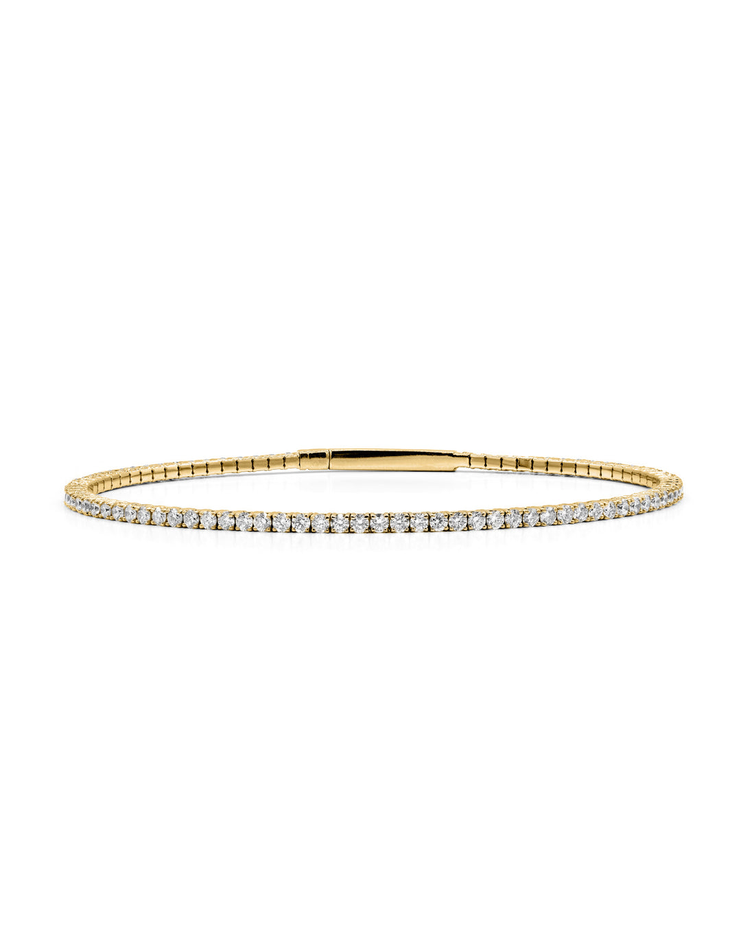 Víya Full Eternity Round Diamond Flex Bangle 2 Carat Yellow Gold 14K