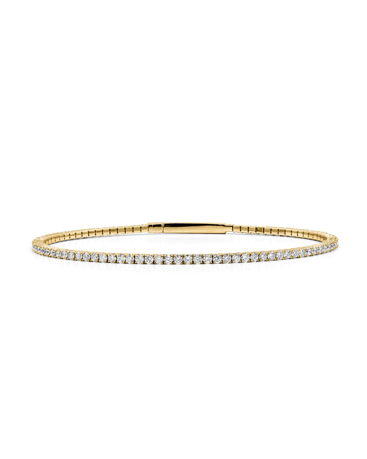 Víya Full Eternity Round Diamond Flex Bangle 2 Carat Yellow Gold 14K