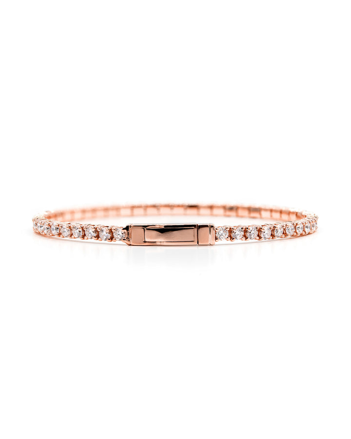 Víya Full Eternity Round Diamond Flex Bangle 4 Carat Rose Gold 14K