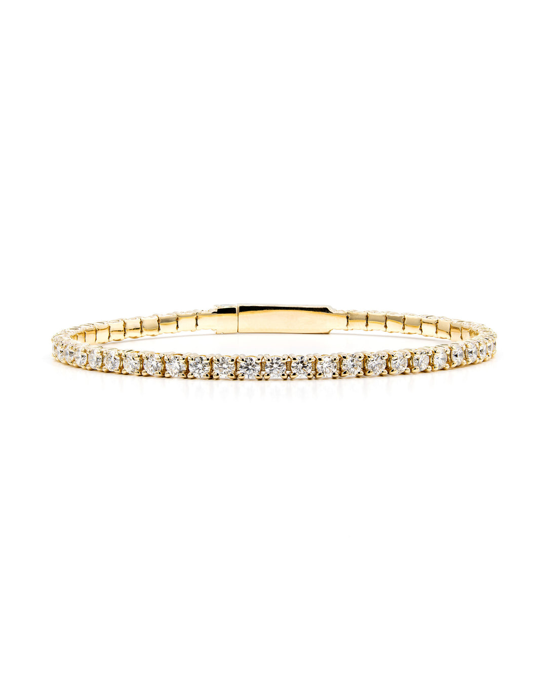Víya Full Eternity Round Diamond Flex Bangle 4 Carat Yellow Gold 14K