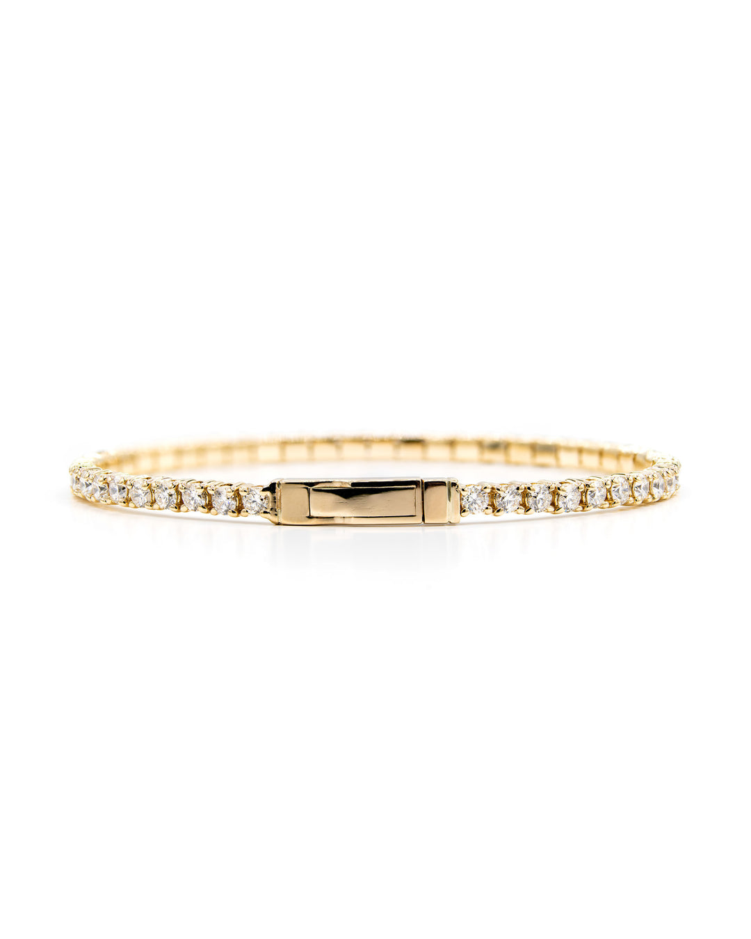 Víya Full Eternity Round Diamond Flex Bangle 4 Carat Yellow Gold 14K