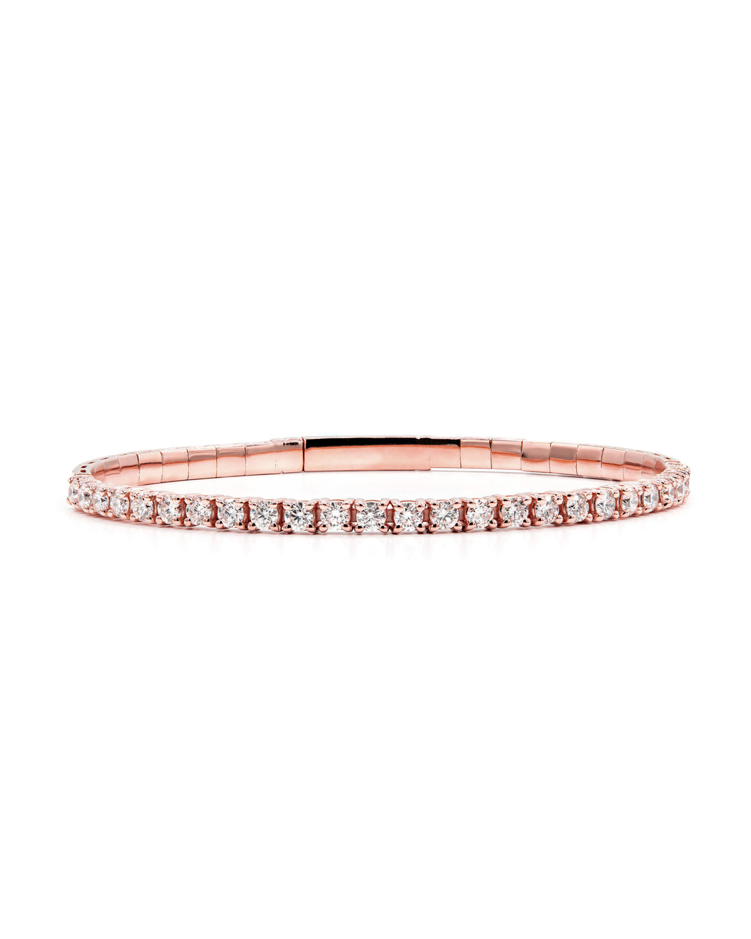 Víya Half Eternity Round Diamond Flex Bangle 2 Carat Rose Gold 14K