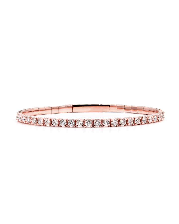 Víya Half Eternity Round Diamond Flex Bangle 2 Carat Rose Gold 14K