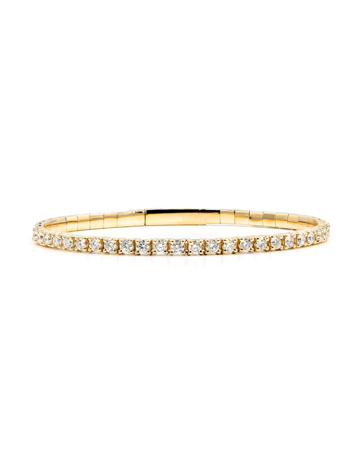 Víya Half Eternity Round Diamond Flex Bangle 2 Carat Yellow Gold 14K