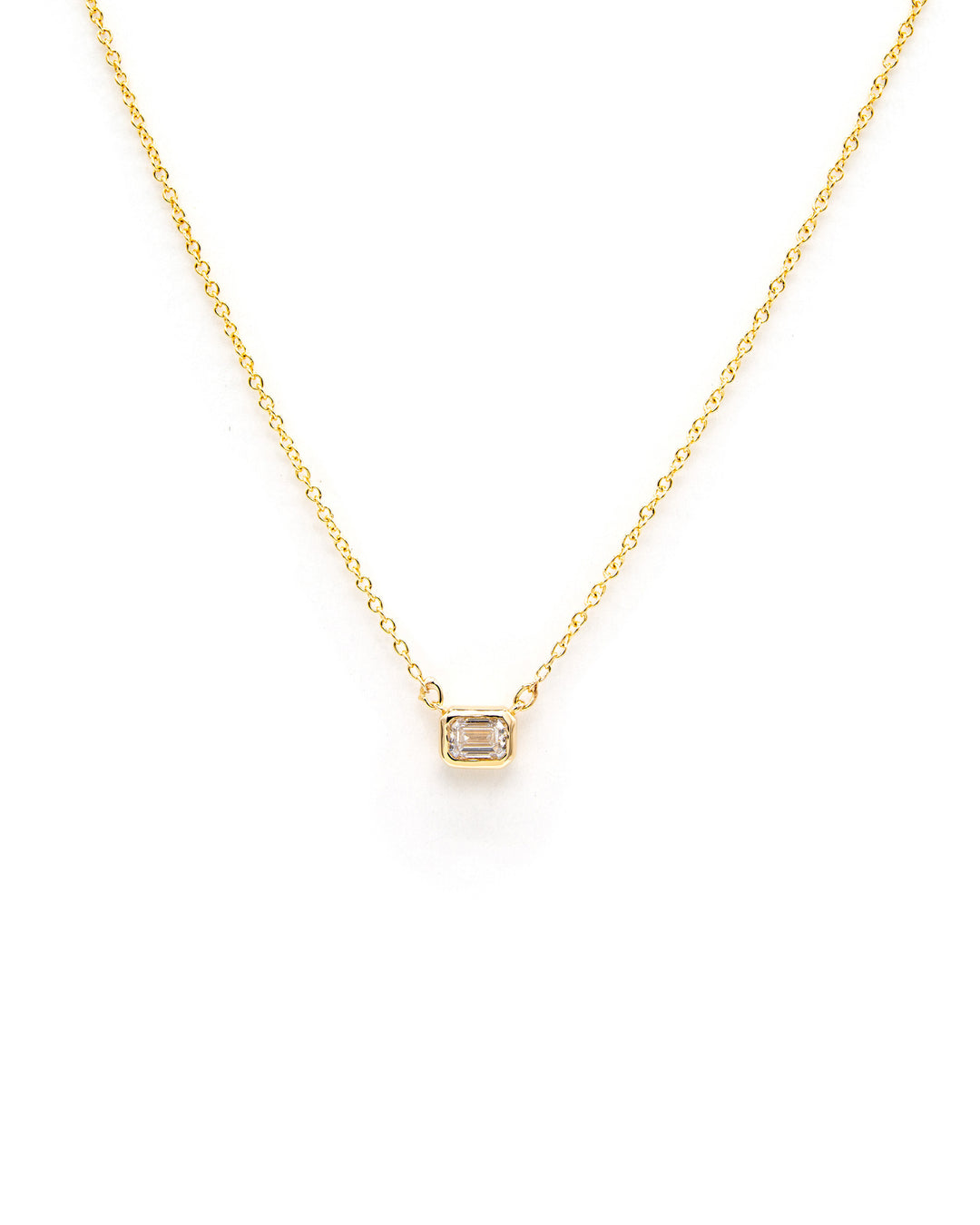 Víya Emerald Shape Diamond Bezel Pendant Yellow Gold 14K