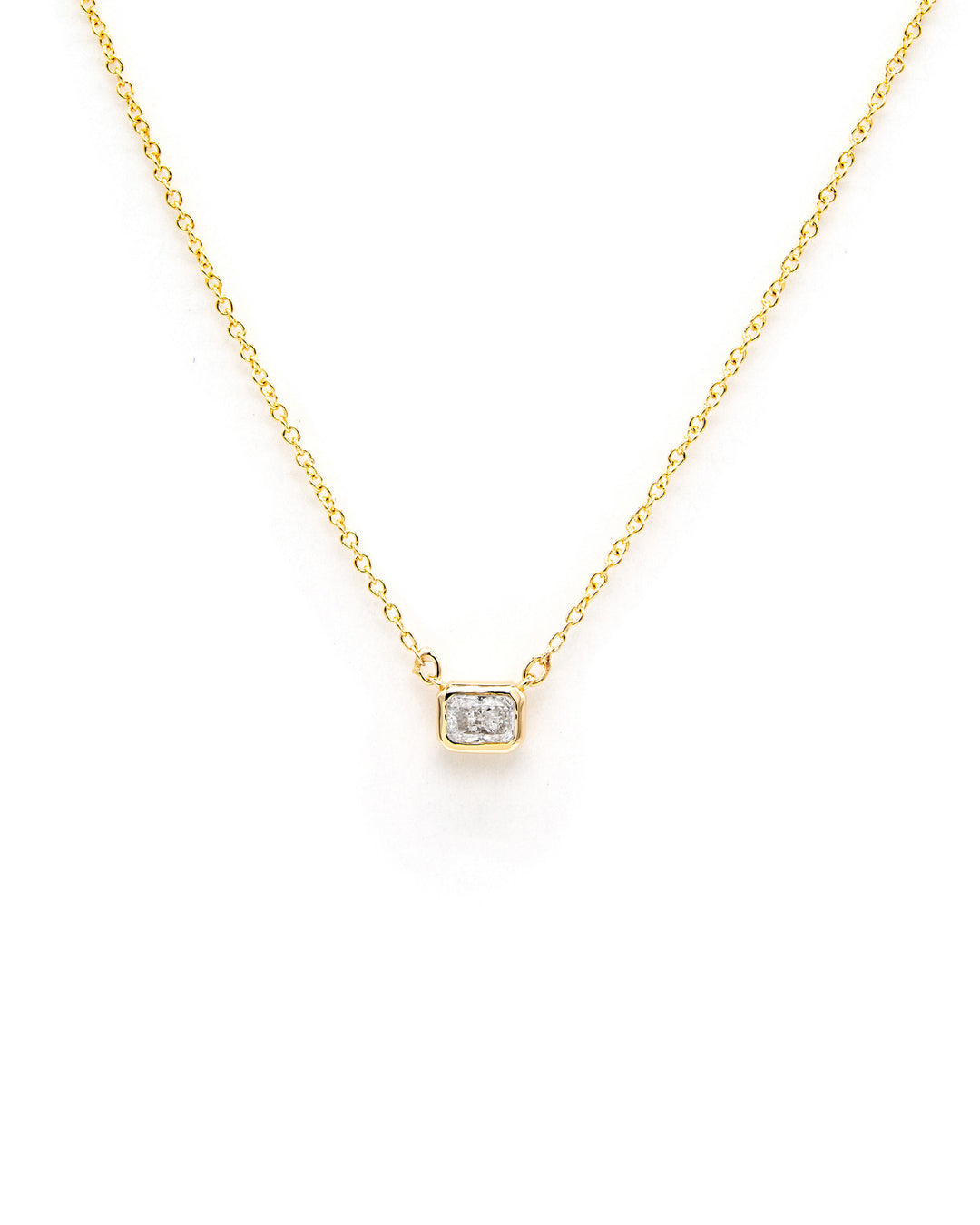 Radiant Diamond Bezel Pendant Yellow Gold 14K