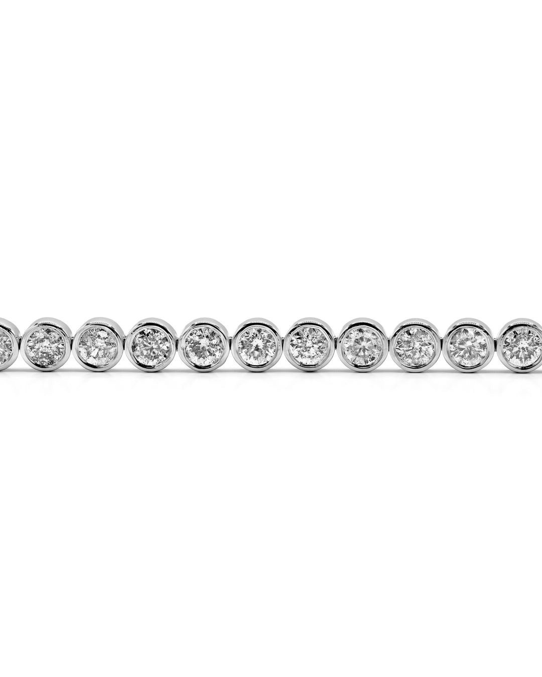 Round Diamond Bezel Tennis Bracelet White Gold