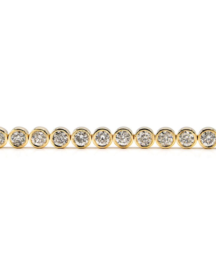 Round Diamond Bezel Tennis Bracelet Yellow Gold