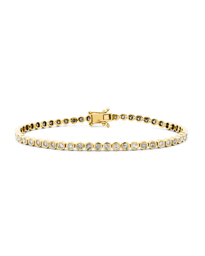 Diamond Bezel Yellow Gold Tennis Bracelet