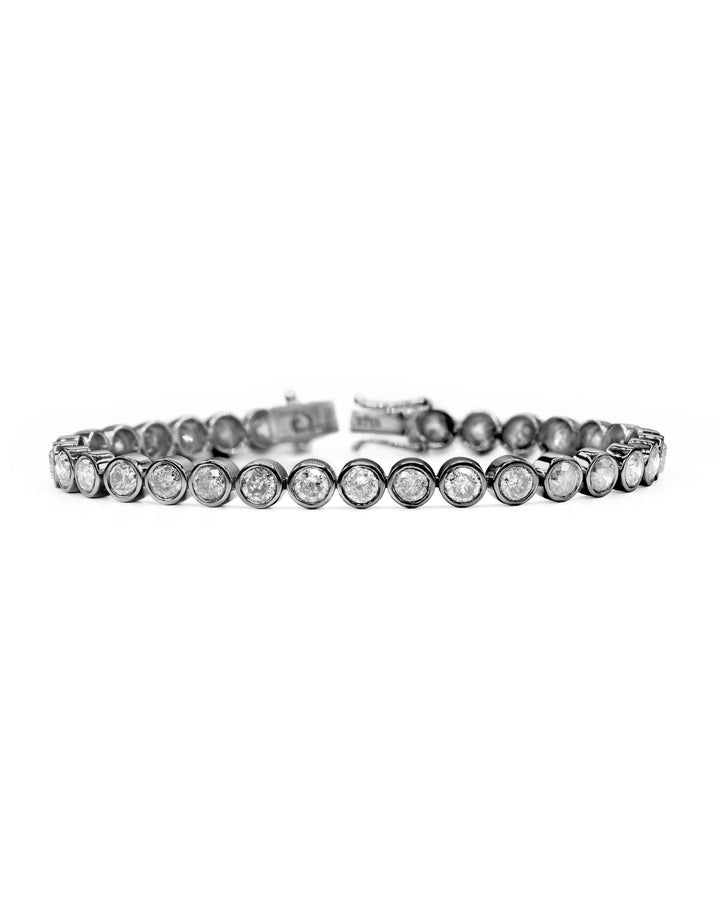 Round Diamond Bezel Tennis Bracelet Black Gold