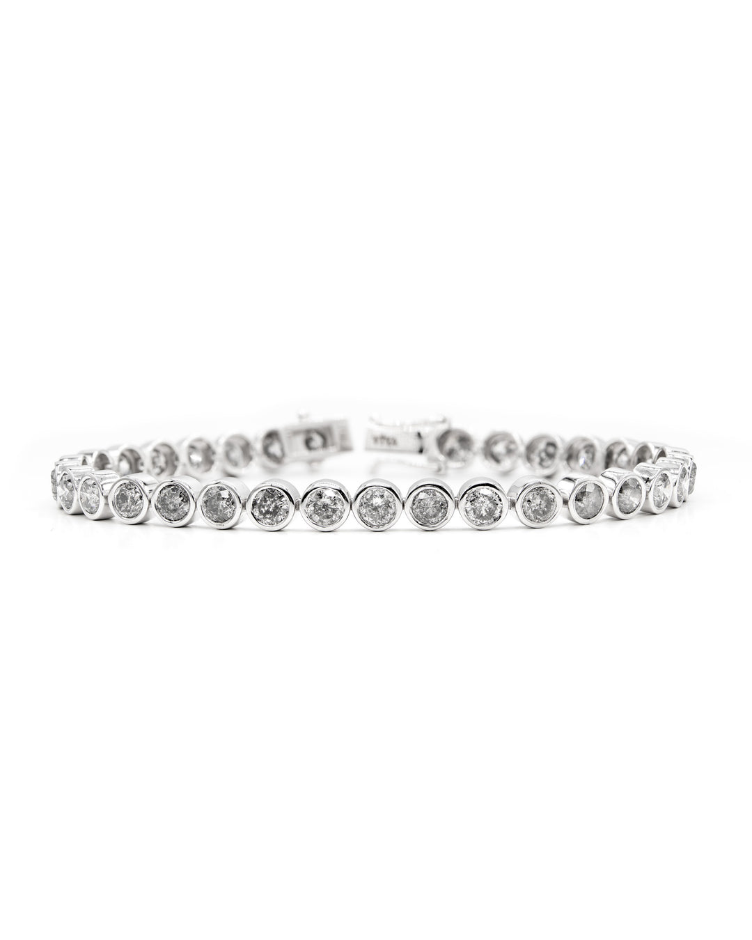 Round Diamond Bezel Tennis Bracelet White Gold