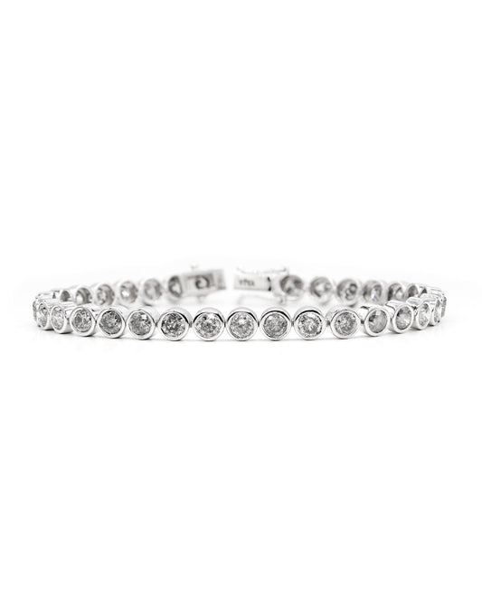 Round Diamond Bezel Tennis Bracelet White Gold