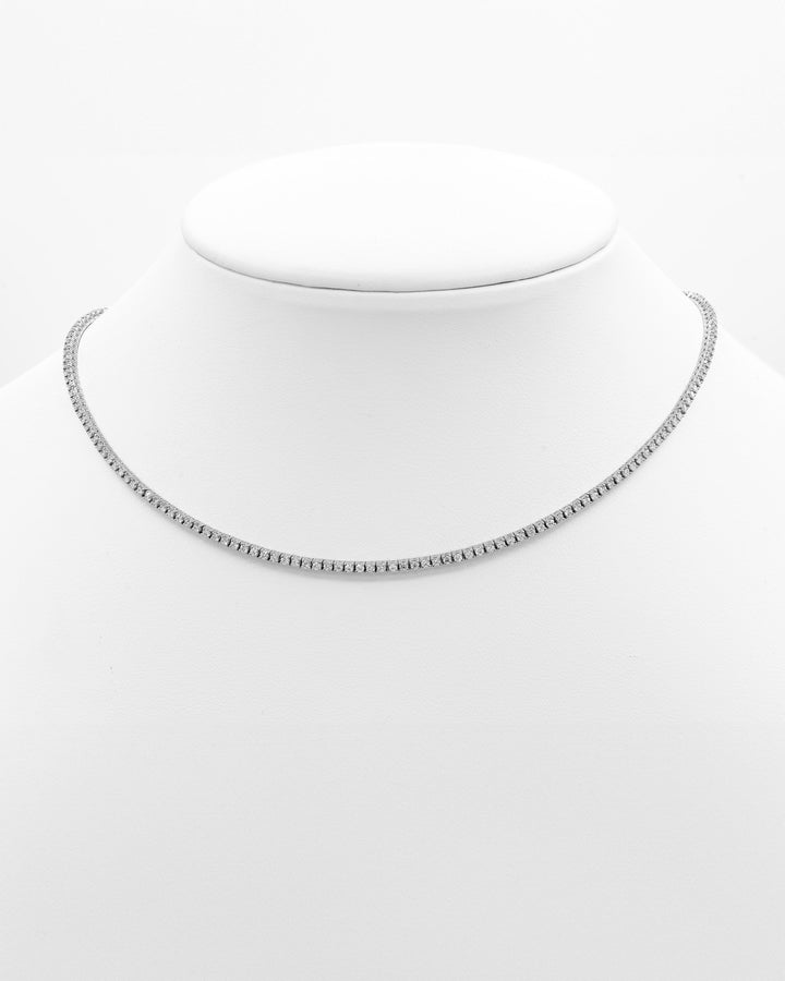 Round Diamond Tennis Choker Necklace White Gold