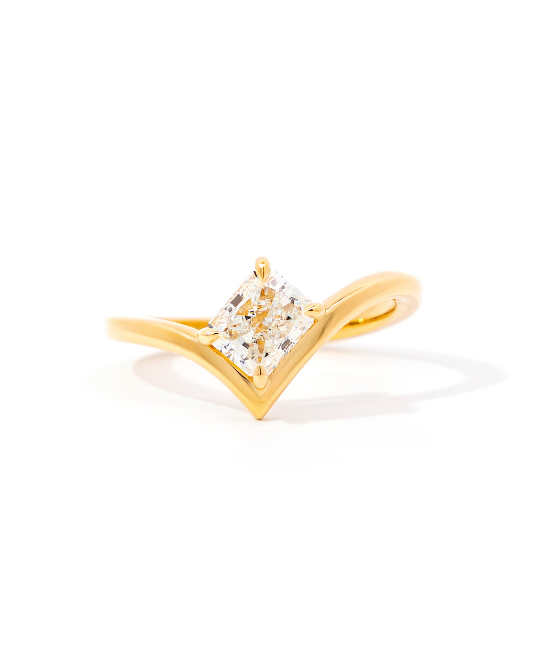 Solitaire Elongated Radiant Diamond Contemporary Engagement Ring