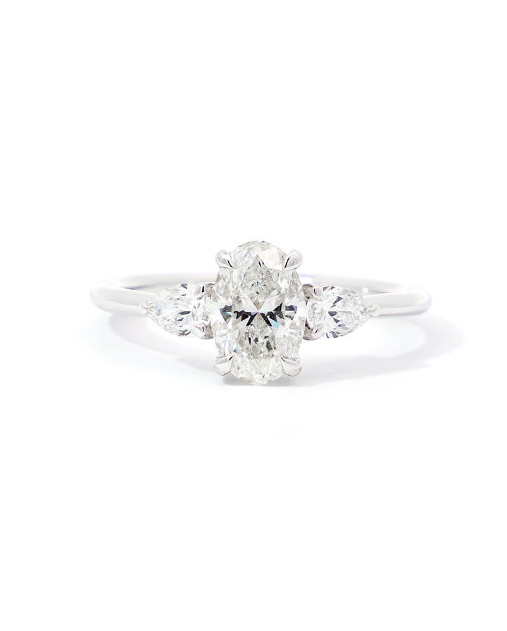 Oval and Pear Diamond Engagement Ring