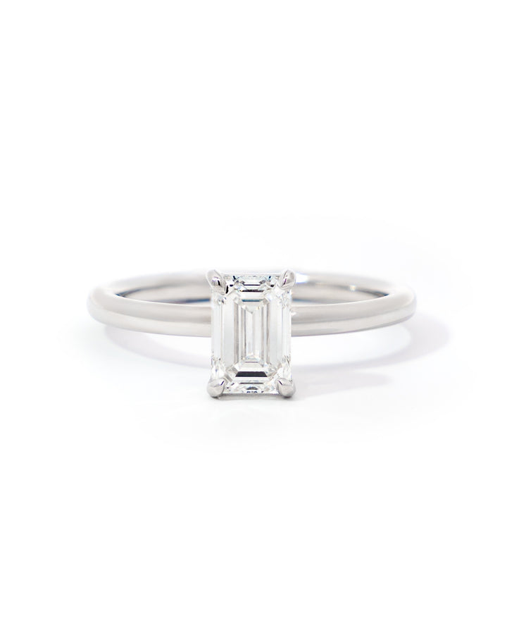 Solitaire Emerald Diamond Engagement Ring