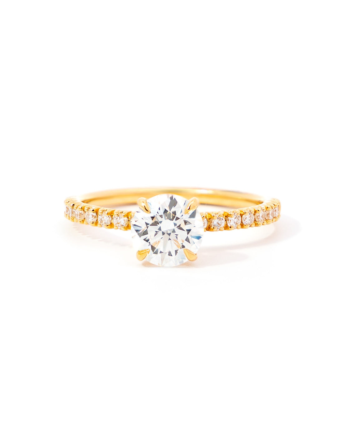 Solitaire Round Diamond Engagement Ring with Side Stones