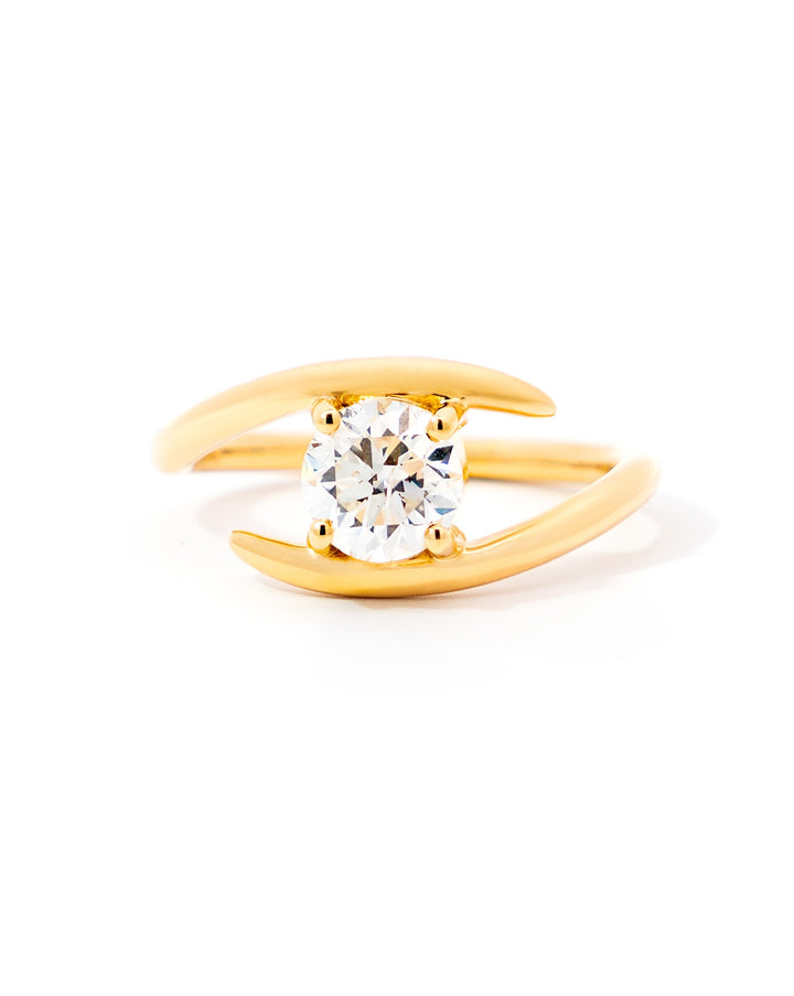 Solitaire Round Diamond Contemporary Engagement Ring