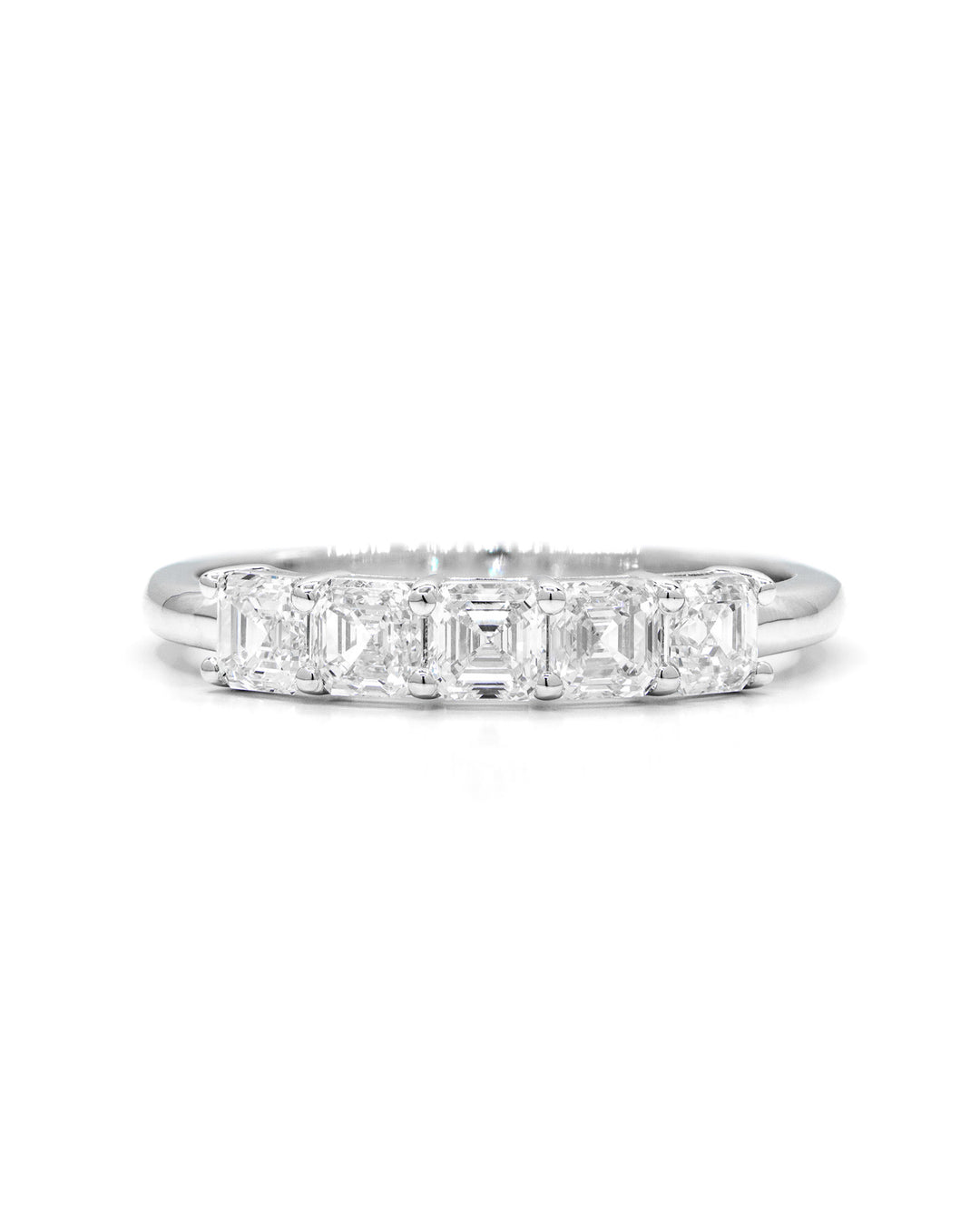 Asscher Diamond 5-Stone 1 Carat White Gold Ring