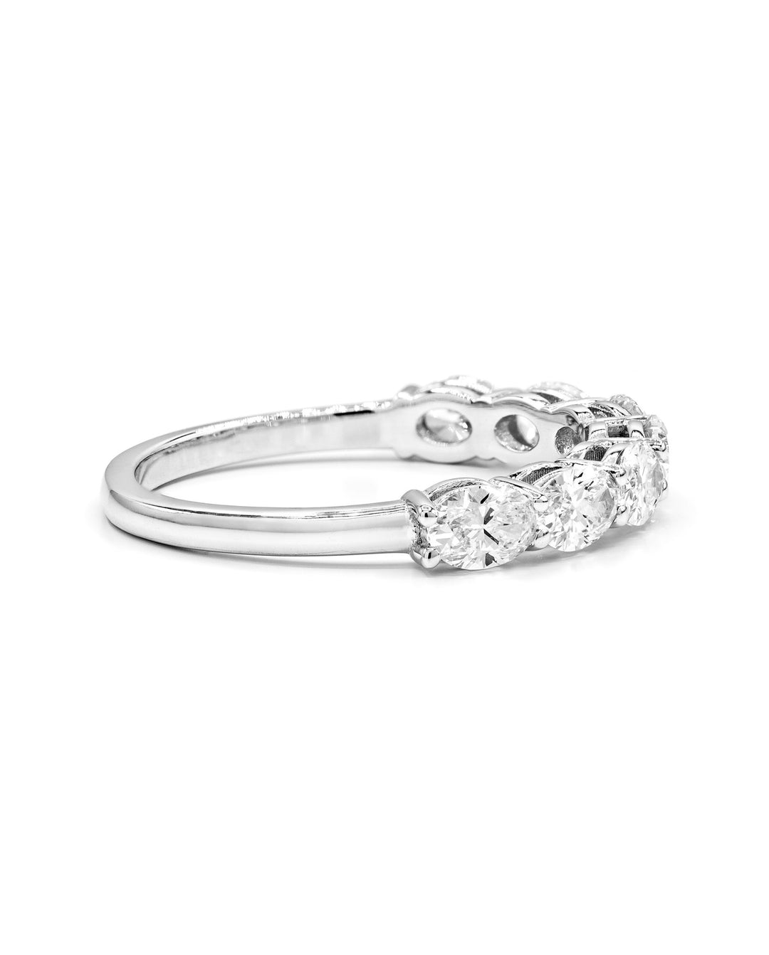 Oval Diamond 7-Stone East-to-West 1 Carat White Gold Ring