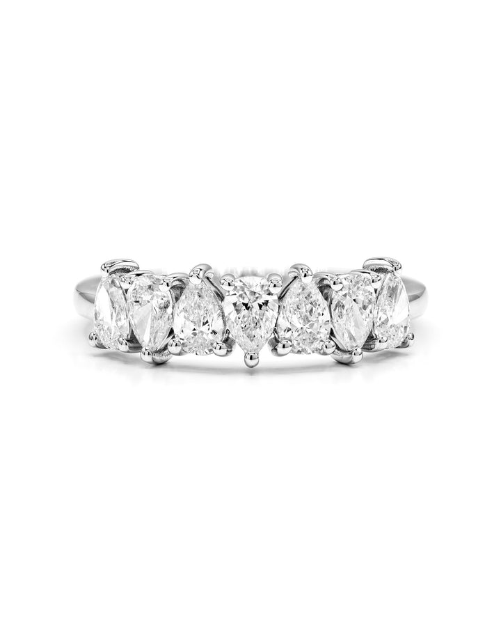 Pear Diamond Alternating 7-Stone 1 Carat White Gold Ring