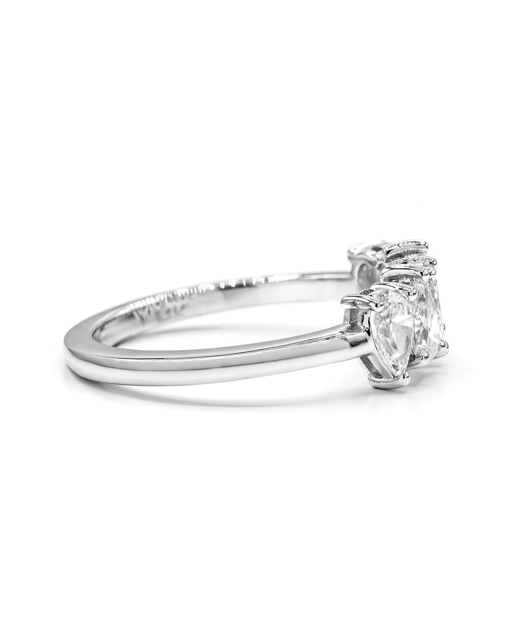 Pear Diamond Alternating "5-Stone" 1 Carat White Gold Ring  