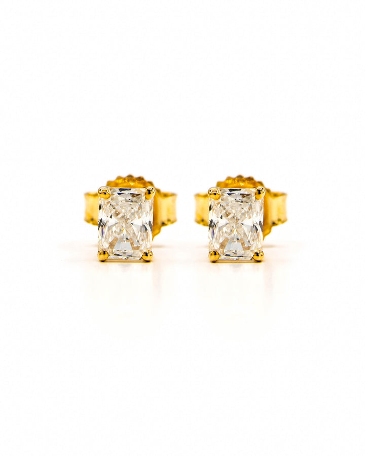 Víya Radiant Shape Diamond Stud Earrings Yellow Gold 14K