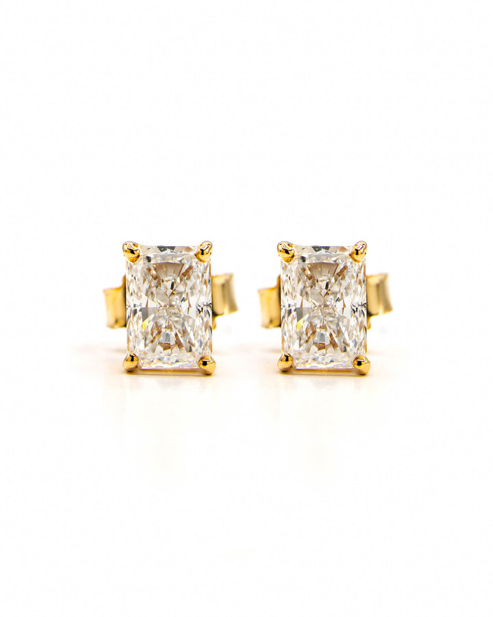 Víya Radiant Shape Diamond Stud Earrings Yellow Gold 14K