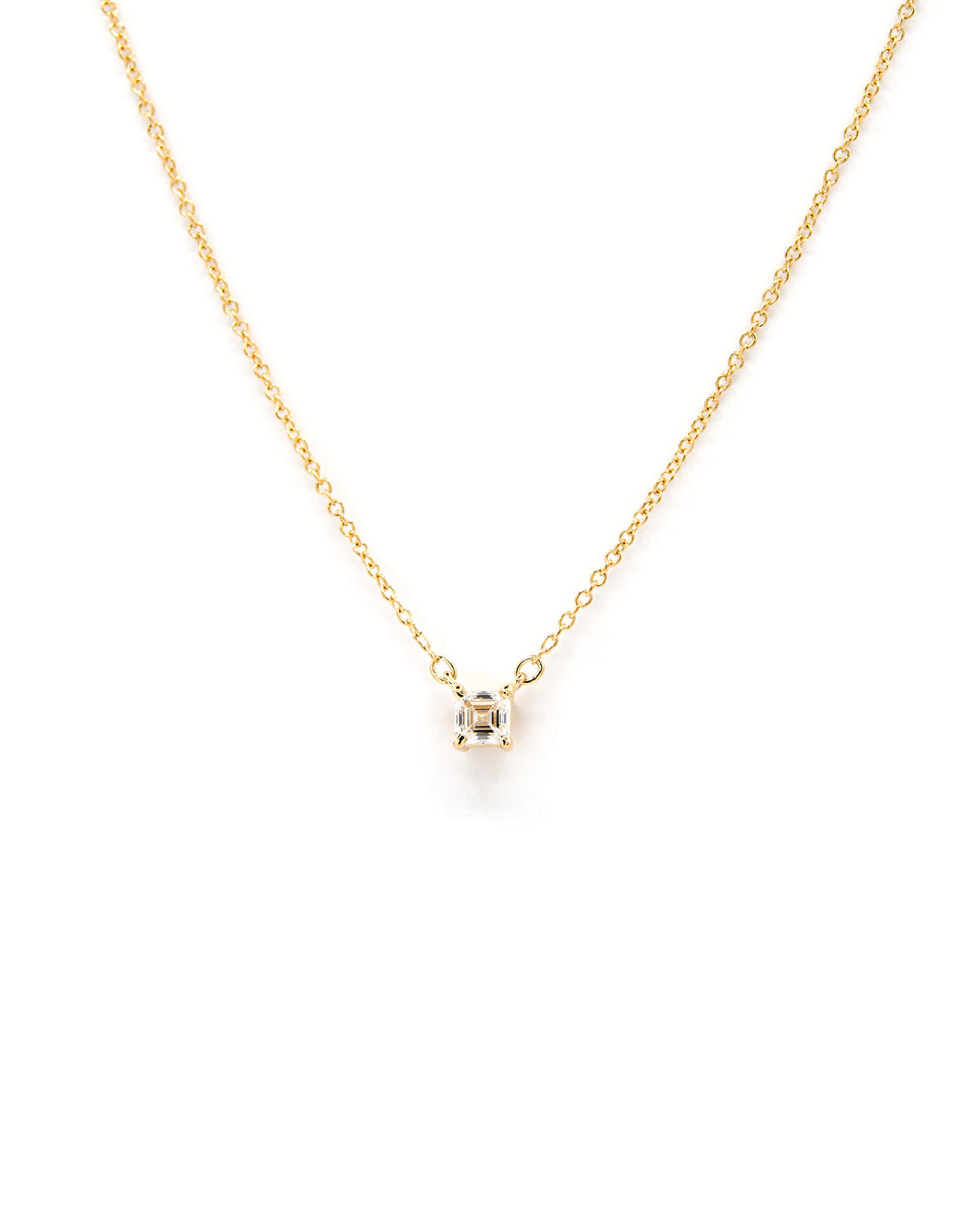 Víya Asscher Shape Diamond Pendant Necklace 14K Yellow Gold