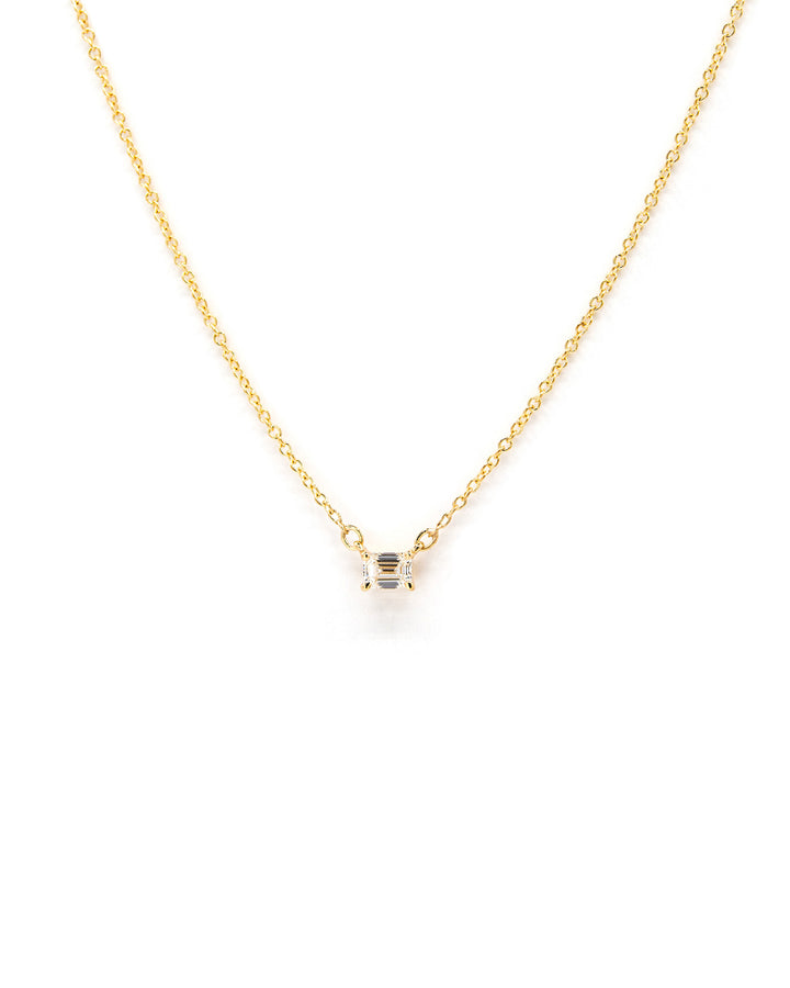Víya Emerald Shape Diamond Pendant Necklace 14K Yellow Gold
