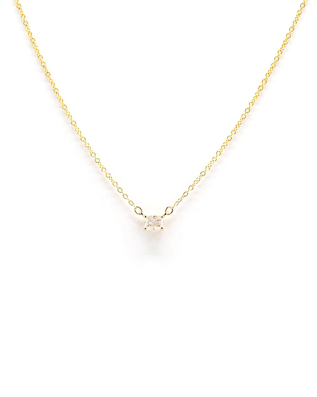 Víya Radiant Shape Diamond Pendant Necklace 14K Yellow Gold