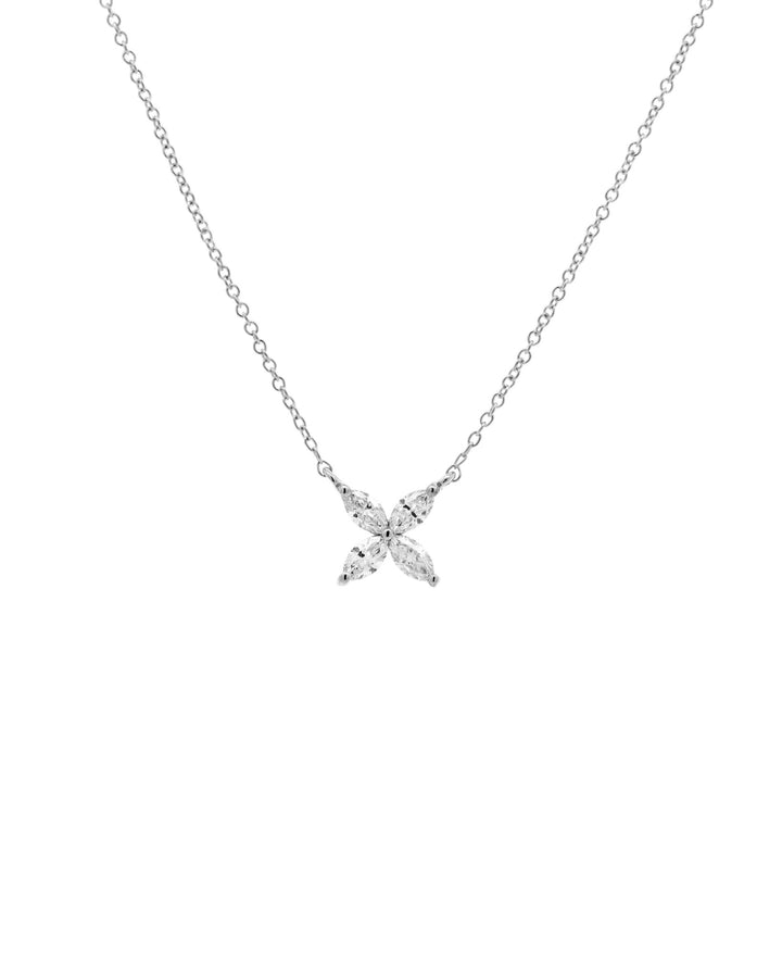 Víya Marquise Shape Diamond Mini Flower Pendant Necklace White Gold 14K