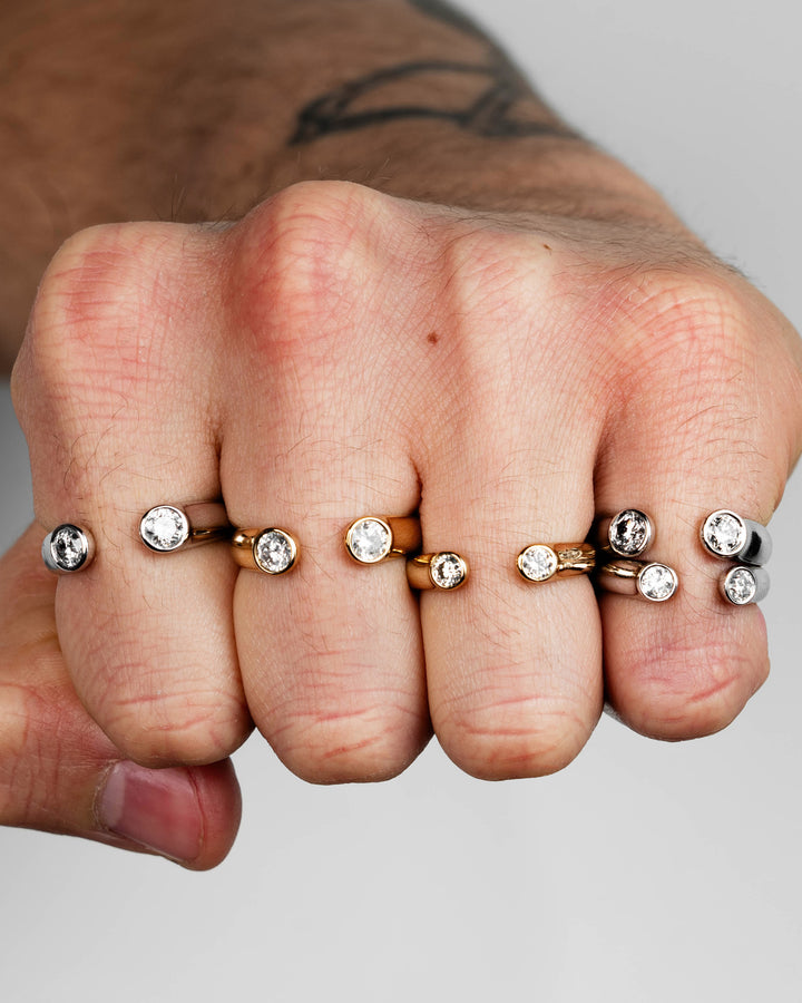 Round Diamond Bezel Ring Yellow Gold White Gold Black Gold