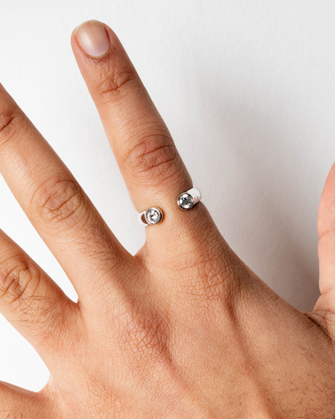 Round Diamond Bezel Ring White Gold on body