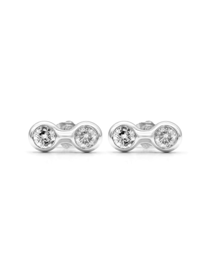 Round Diamond Bezel Earrings White Gold