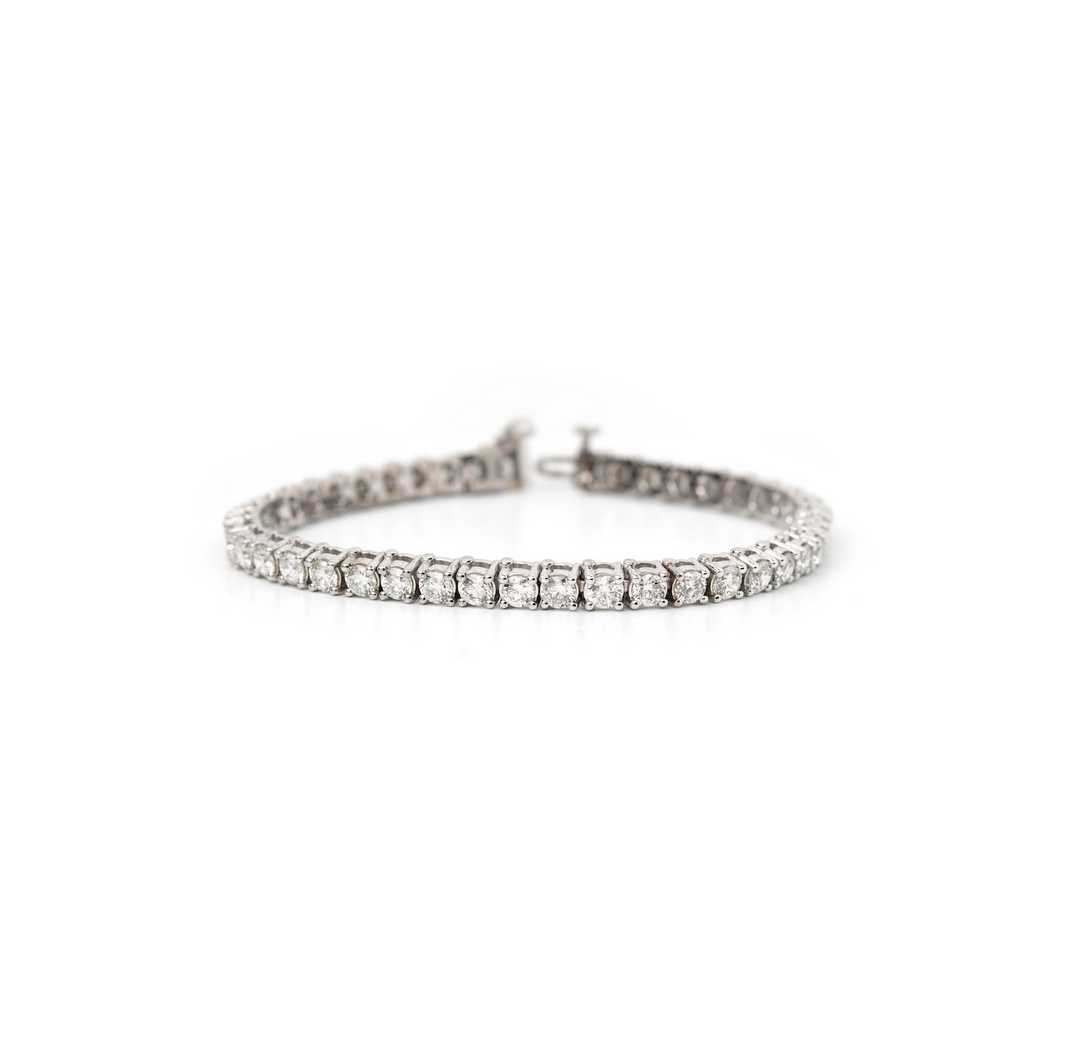 Víya Round Diamond Tennis White Gold Bracelet 14K
