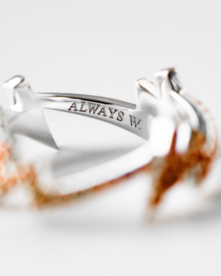 "Woosh" 925 Sterling Silver with Natural Orange Sapphires ring