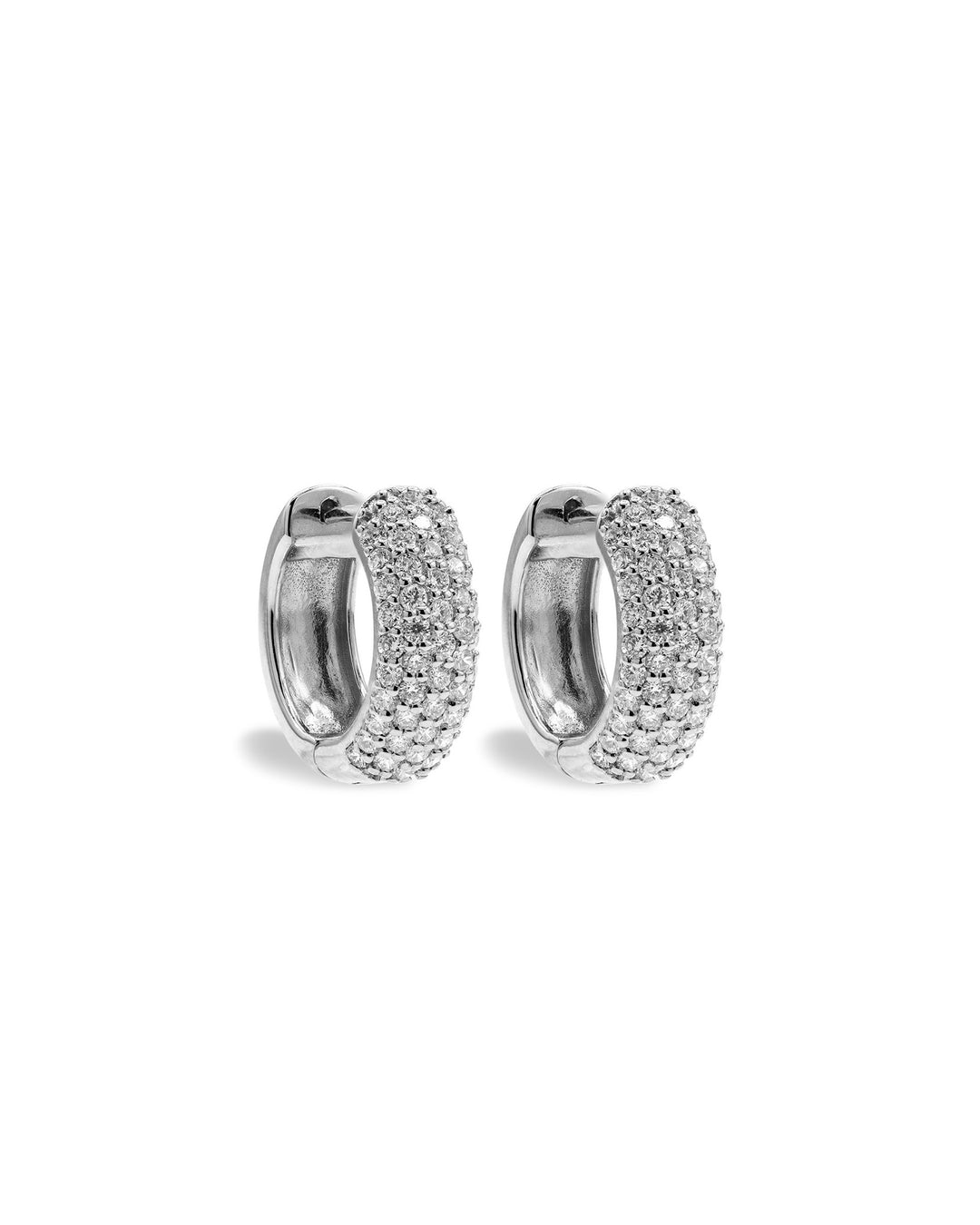 Víya Mini Micro Pavé Diamond Huggie Earrings Yellow Gold 14K