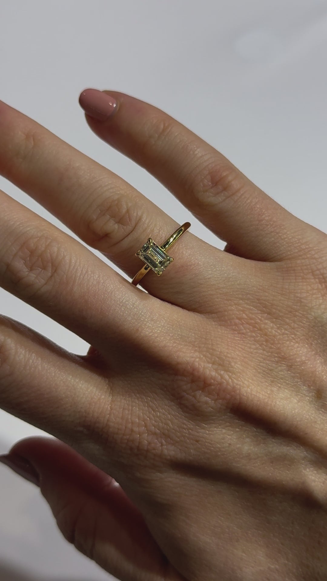 Solitaire Emerald Diamond Engagement Ring on body