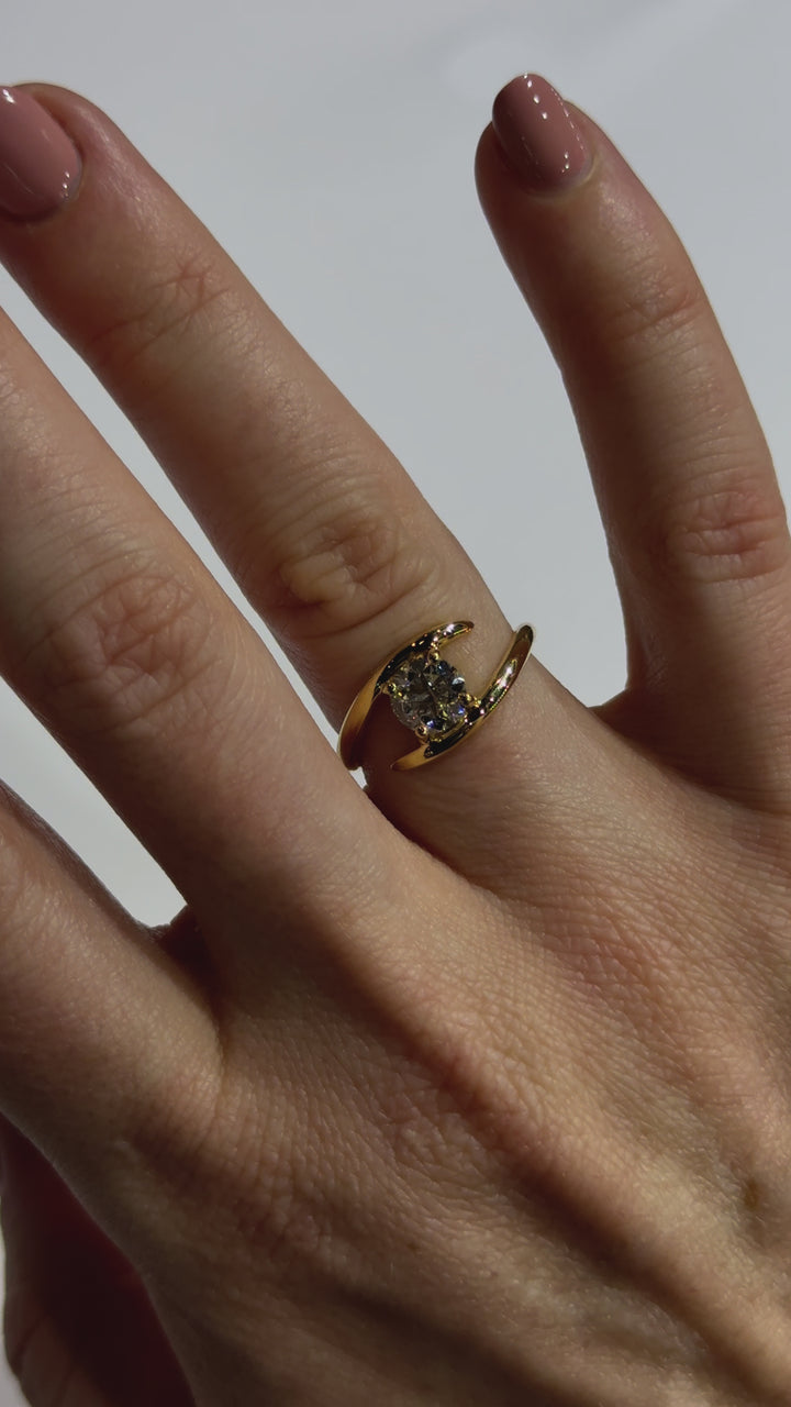 Solitaire Round Diamond Contemporary Engagement Ring on body